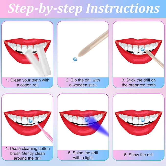 Sosation 377 Pieces Tooth Gem Kit DIY Fashionable Tooth Jewelry Kit Artificial Crystal Reflective Teeth Gems for Halloween Christmas Teeth Party Decorations Bright Style