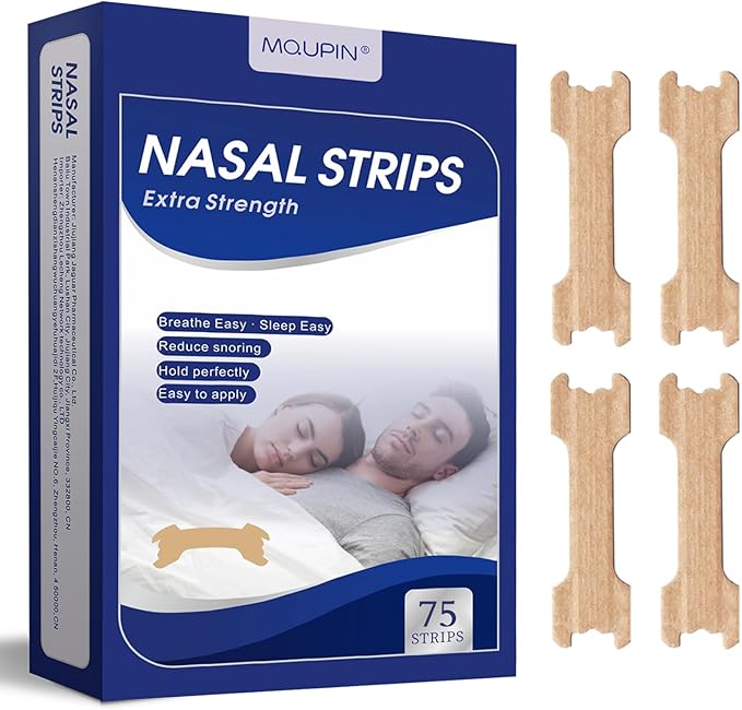 MQUPIN 75 Counts Nasal Strips Upgraded, Nasal Strips for Snoring, Safe, Long Effect, Reduction Snoring, Breathe Nose Strips Congestion Relief(66mm*19mm)