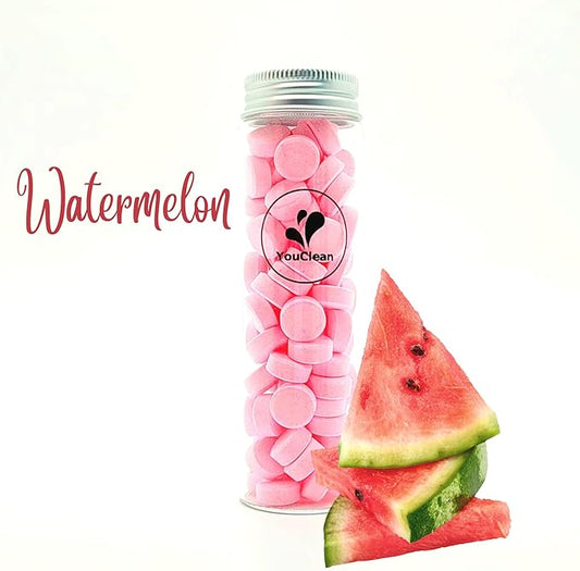 90 Toothpaste Tablets in Refill/Recycle Glass Tube - for Travel and Daily Home Office Use - Nano Hydroxyapatite, Fluoride-Free, Vegan (Watermelon90)