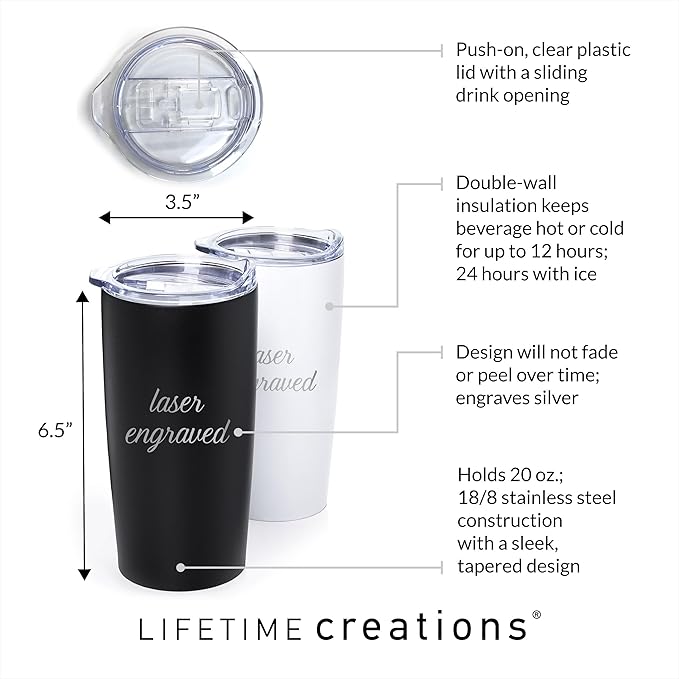 Lifetime Creations Engraved Personalized Nurse Stainless Steel Tumbler with Lid 20 oz (Black) - Custom Nurse Gift, Doctor, Healthcare Worker, RN Coffee Travel Mug
