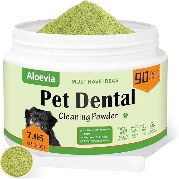 Paws Dental Powder for Dogs 200g - 90 Day Supply, Enzymatic Teeth Cleaning Powder & Breath Freshener, Plaque & Tartar Remover for All Dog Breeds