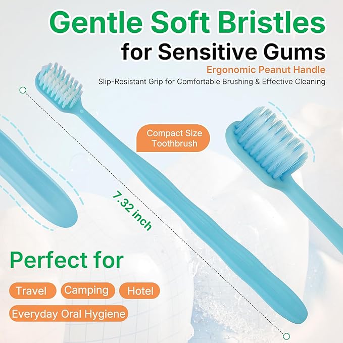 20 Pack Disposable Toothbrushes with Toothpaste, Individually Wrapped Soft Bristle Travel Toothbrush Bulk, Hotel Guest Amenities, Mint 3g Toothpaste Set for Camping, Donation & Oral Care Kit