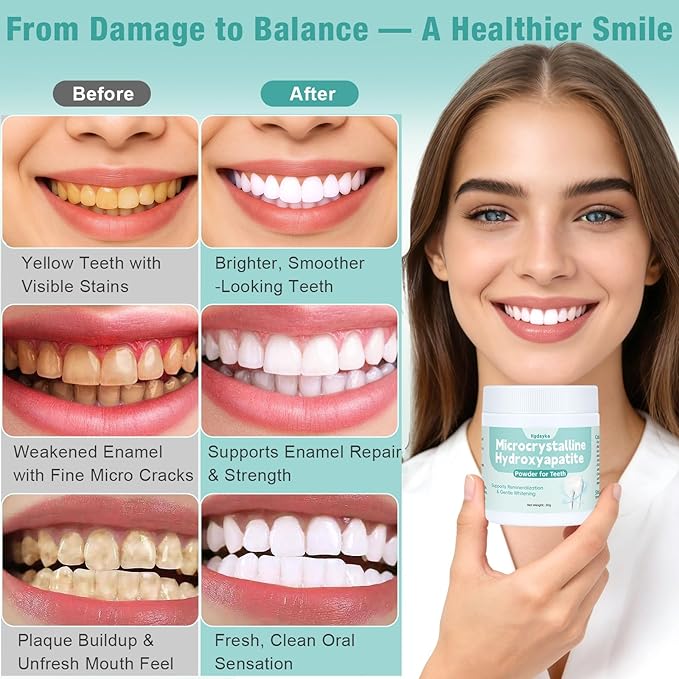 Microcrystalline Hydroxyapatite Powder for Teeth, MCHA Tooth Powder Additive for Daily Dental Care, Supports Enamel Care & Gentle Whitening, DIY Fine Tooth Powder Additive for Daily Brushing 30g