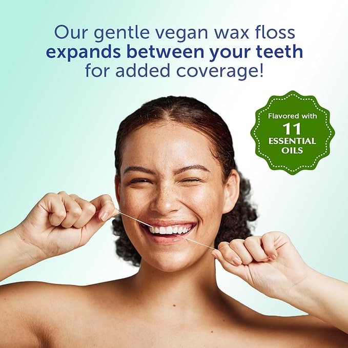 Eco-Dent GentleFloss Dental Floss, Waxed, Mint - Floss with Vegan Plant-Based Wax, Recyclable Cardboard Packaging, 100 Yds Ea (Pack of 2)