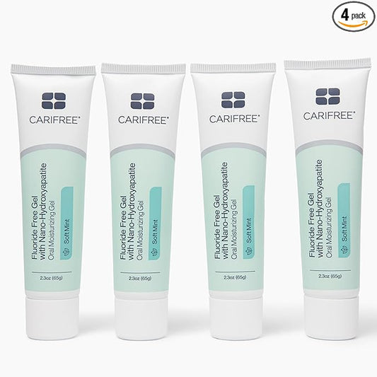 CariFree Fluoride Free Gel Soft Mint Flavor, Neutralizes pH, Freshens Breath and Moistens Mouth, Dentist Recommended for Oral Care, Toothpaste Replacement 2.3 Ounce (Pack of 4)