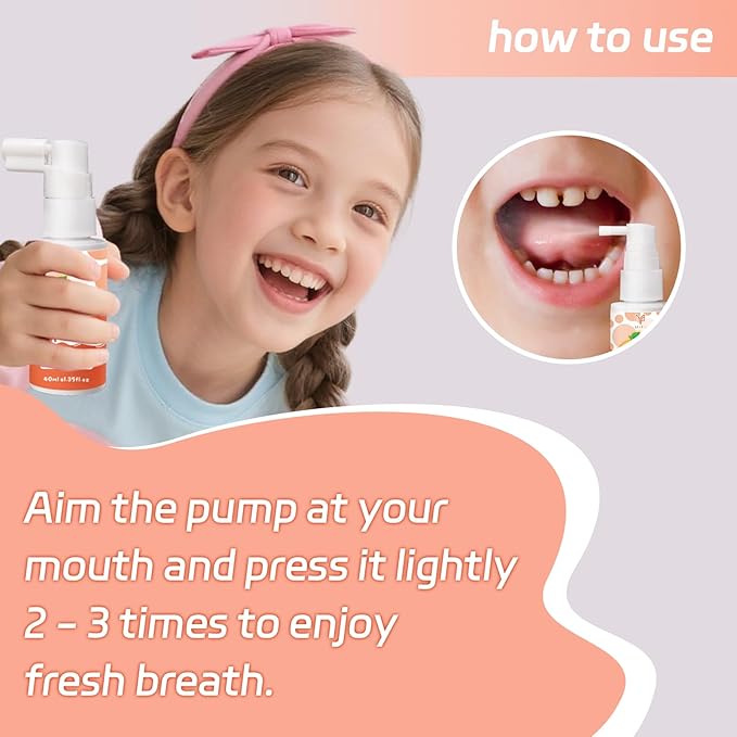 Kids Oral Spray - Probiotic Fruit Flavored Toothpaste Helper for Toddlers, Daily Fresh Breath, Gentle Oral Care Spray for Children (2Pack, Orange)