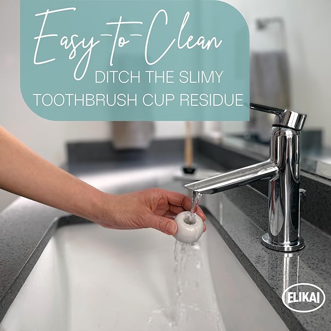 ELIKAI Ceramic Toothbrush Holder Set with Tray, Countertop Organizer for Bathroom, Storage Solution for Toothbrushes, Bathroom Accessories - Pastels – 4 Pack
