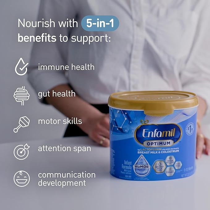 Enfamil Optimum (Enspire), Our Closest Formula to Breast Milk, Immune-Supporting Lactoferrin and Brain-Supporting DHA Baby Formula, 20.5 Oz, Pack of 4