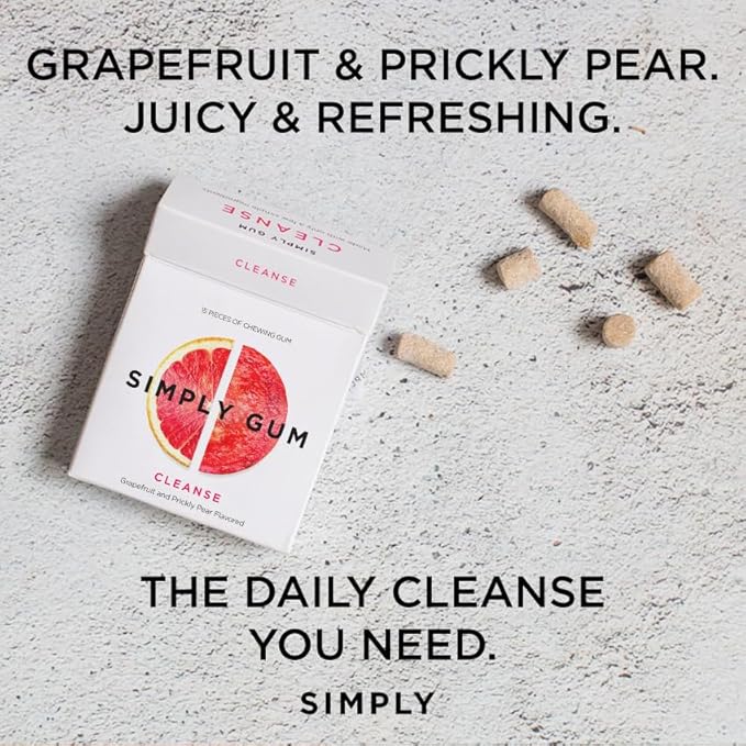 SIMPLY Gum Peppermint and Grapefruit (Cleanse) Variety Pack - Plastic-Free Natural Chewing Gum, 6 Pack (90 Pieces) | Vegan, Kosher, Non GMO, Aspartame Free and Sorbitol Free