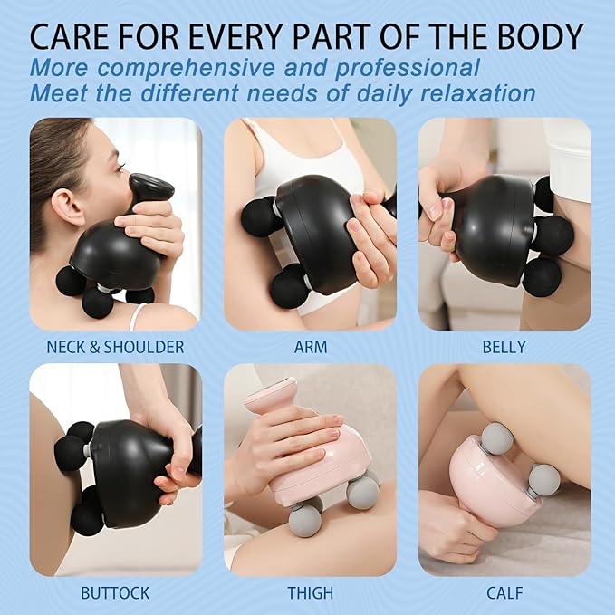 DEITY 4 Heads Handheld Massage Gun Deep Tissue, Electric Body Massager, Percussion Muscle Massager for Easing Shoulder and Back Tension, with Reverse Thrust Function, Gift for Families Friends