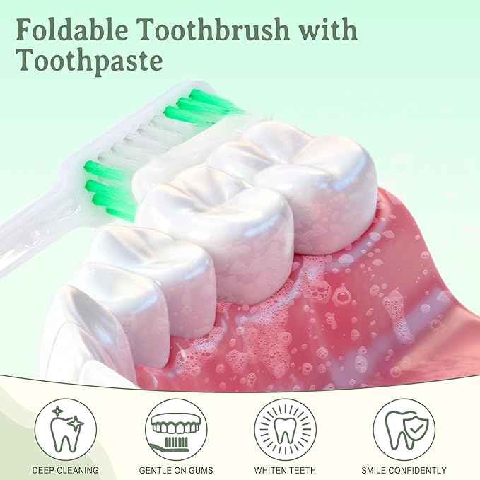 Travel Toothbrush, Toothbrush and Toothpaste Travel Set, Individually Packaged, Includes Storage Case, Foldable Design, 5 Colors, Ideal for Business Trips, and Hotels (20-Pack)