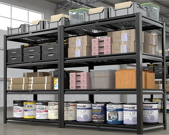 PrimeZone Heavy Duty Garage Shelving 2200 LBS 4 Tier Heavy Duty Storage Shelves Adjustable Industrial Metal Wire Shelf Unit for Garage,Basement,Pantry,Warehouse,Commercial,40" W X 20" D X 60" H 3Pack
