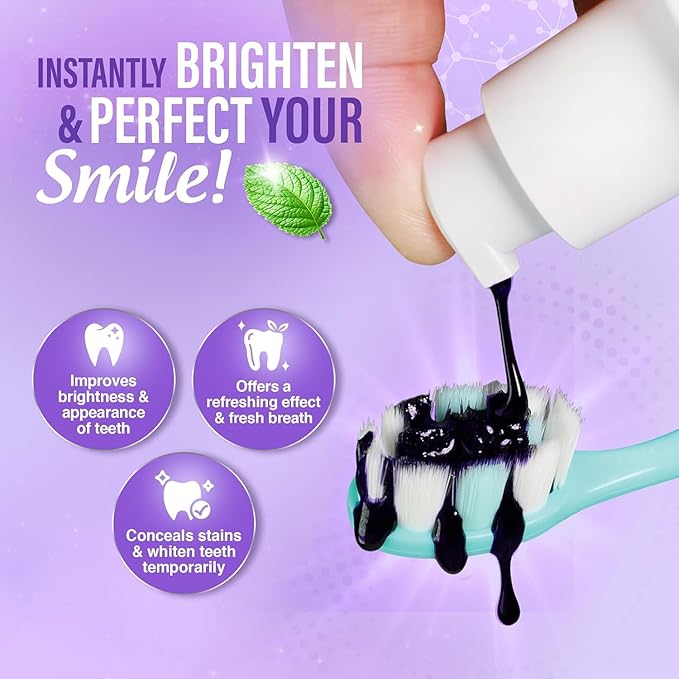 GuruNanda Purple Color Corrector Serum, Fluoride-Free & Gentle, Instant Teeth Whitening, with Essential Oils, Up to 50 Uses, 2 Pack