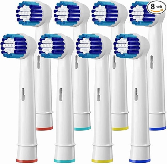 8 Pack Replacement Brush Heads Compatible Toothbrush Heads for Braun Oral-B Professional Care 500 600 1000 2000 2500 3000 5000 7000 and More Vitality Pro Smart Genius Electric Toothbrushes