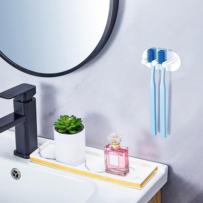 Electric Toothbrush Head Holder, Toothbrush Holders Wall Mounted, Adhesive Tooth Brush Head Holder Organiser, Electric Toothbrushs Holder, Shower Tooth Brushing Holder (White, Small)