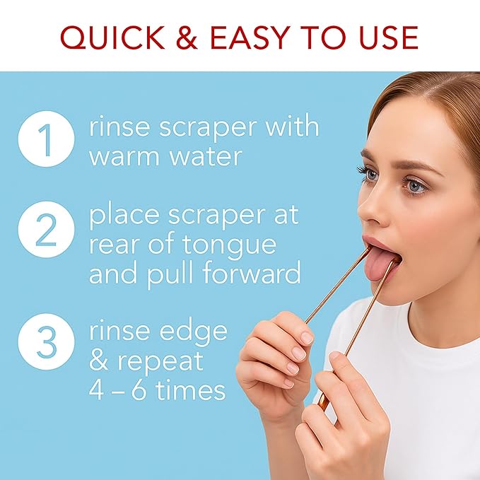 Tongue Scraper • 100% Copper (2 Pack) Premium Tongue Cleaner • Improve Oral Health • Ayurvedic Cleaning Tool