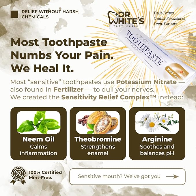 Dr. White’s Fluoride-Free nHA Toothpaste 3-Pack; Dentist-Formulated, Nano Hydroxyapatite + Xylitol, Sensitivity Relief Complex™, Mint-Free, Enamel Safe, Swallow-Safe (3.5 Oz, Coconut Chill)