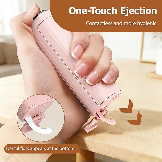Portable Dental Floss Case,Automatic Dental Floss Pick Case,Refillable Floss Organizer with 100 Picks,Dentals Flosss Pick Cases for Cleaning Teeth and Oral Care (2PCS A)
