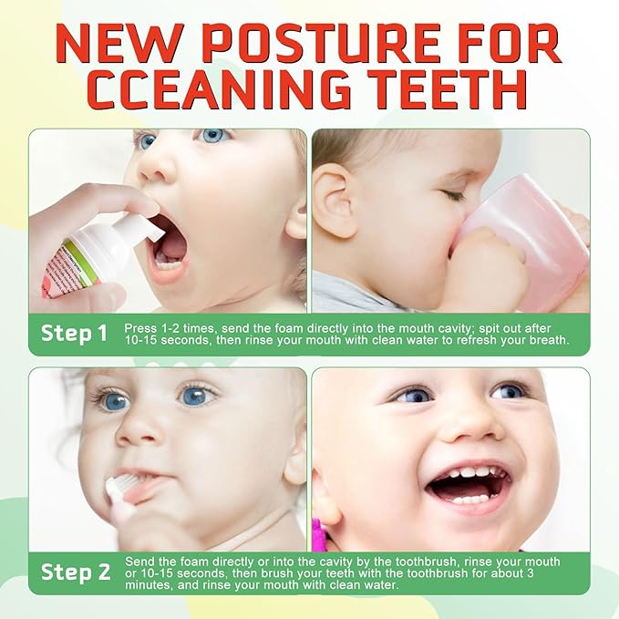 Foam Toothpaste Kids, Kids Mouthwash with Fruit Flavor - Toddler Toothpaste Age for Children, 360ºCare Natural Anti-Cavity Formulas with Fluoride for Electric & U-Shape Toothbrushes