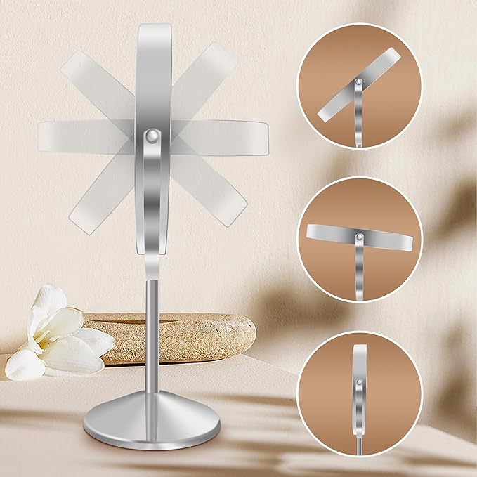 Ysenchan Lighted Makeup Mirror, 8'' Rechargable LED Vanity Magnifying Mirror, Double Sided 5X Manification Mirror with Stand, Cosmetic Standing Desk