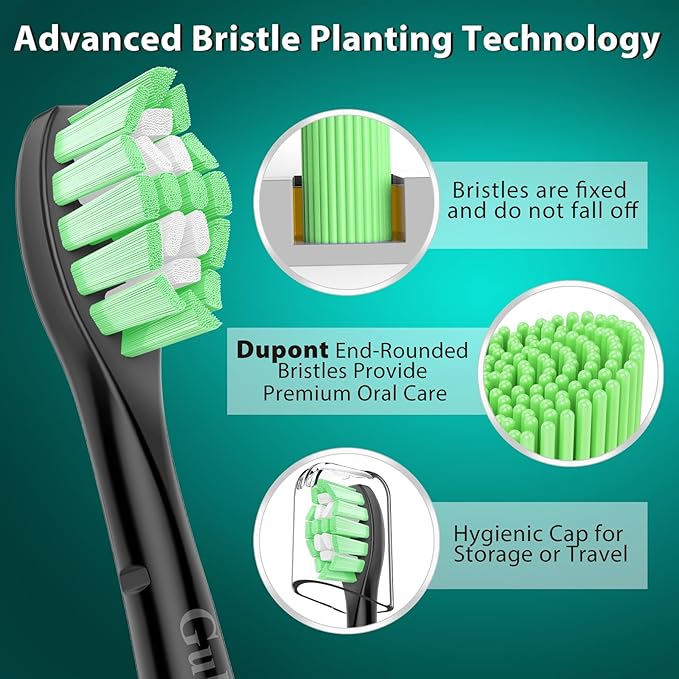 Guhiwuk Designed for Sonicare Replacement Heads, Electric Toothbrush Replacement Brush Heads Compatible with Philips Sonicare, 10 Pack, Black