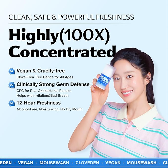 Vegan Alcohol-Free Mouthwash for Bad Breath Treatment for Adults – Concentrated Botanical Oral Rinse with Clove & Tea Tree Oil, 200+ Uses, Mint Herbal Blend, 1.69 fl oz