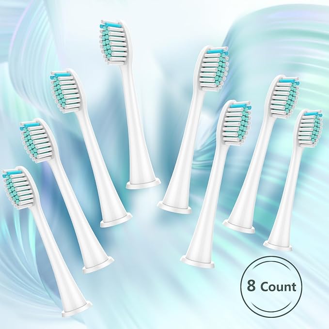 BUKURII Toothbrush Replacement Heads ONLY Compatible with Philips Sonicare Electric Toothbrushes,8PCS,White,for Sonicare Click on Brush Handles 1100 2100 4100 5100 6100, Refills for Protective Clean
