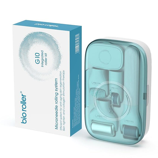 10 In 1 roller kit Face Massager Jade Ice Roller Microneedling Derma Rolling System Facial Cleaning Brush With Travel Case