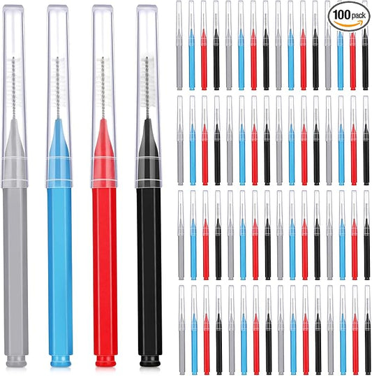 Patelai 100 Pieces Braces Brush for Cleaner Interdental Brush Toothpick Dental Tooth Flossing Head Oral Dental Hygiene Flosser Toothpick Cleaners Tooth Cleaning Tool (Classic Color)