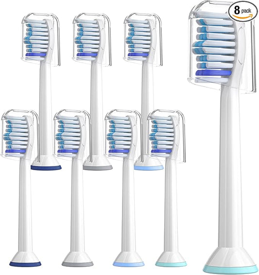 Replacement Toothbrush Heads, Compatible with Philips Sonicare Click-on Electric Toothbrush Handles,8 Pack Replacement Heads for Philips Sonicare C1 C2 G2 5100 6100 Brush