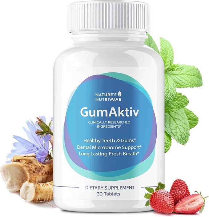 GumAktiv Oral Health Supplement – 3.5 Billion Probiotics, Supports Natural Oral Balance, Cleanses Mouth, Promotes Healthy Gums & Teeth, Non-GMO, Gluten-Free | 30 Tablets, 1 Month Supply