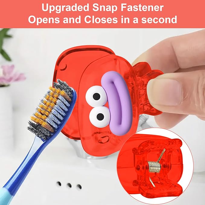 Upgrade Travel Toothbrush Head Covers Toothbrush Protector Cap Brush Pod Case Protective Portable Plastic Clip for Household Travel, Bathroom, School, Camping, Business (M, 2 Pack)