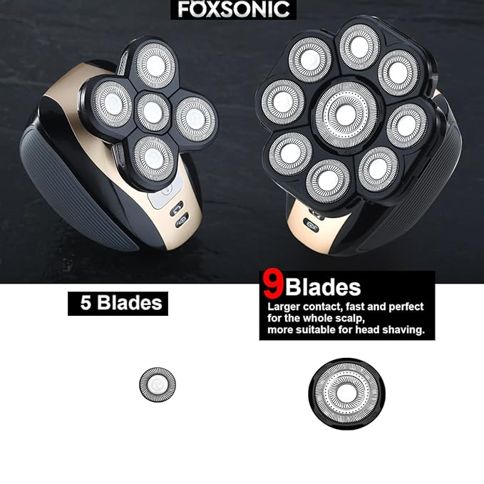 FOXSONIC Upgraded 9 Blade Body Shaver Replacement Heads for Many Brands Electric Razor