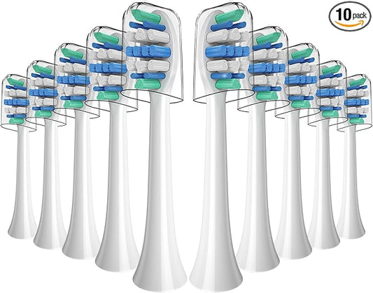 Replacement Toothbrush Heads for Phillips Sonicare Electric Toothbrush Click-on Handles 10 Pack White (Blue, 1 Count (Pack of 10))