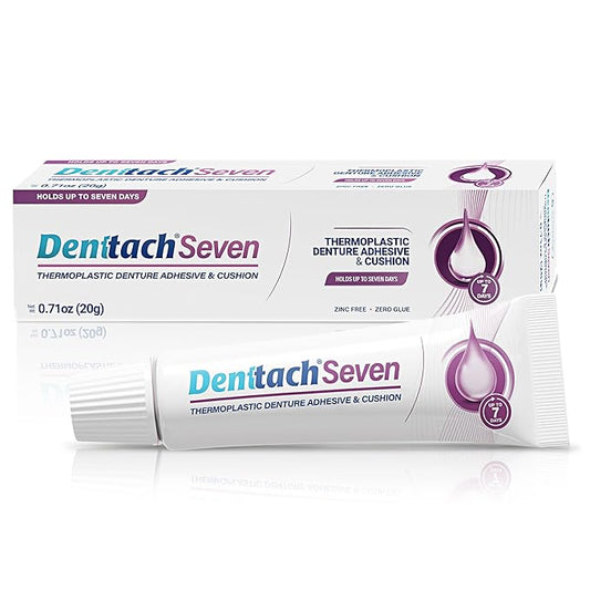 Denttach Seven Denture Adhesive, Thermoplastic Denture Adhesive, Cushion, Reliner for Upper and Lower Dentures, Comfortable, Secure Denture Grip for Up to 7 Days, Non Glue, Zinc Free