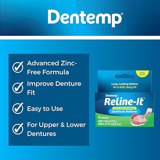 Dentemp Repair-it Denture Repair Kit & Reline-it Denture Reliner - Denture Kit (Multi-Pack) - Refit and Tighten Dentures for Both Upper & Lower Denture - Repair Broken Dentures & Loose Teeth