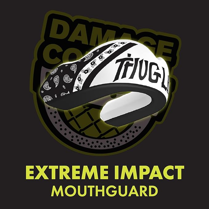 DAMAGE CONTROL Extreme Impact Mouth Guard – Sports Mouthguard for Boxing, MMA, BJJ, Hockey, Rugby, Lacrosse, & More – Mouthpiece for Teeth & Jaw Protection, for Youth & Adults (Women, Thug Life)