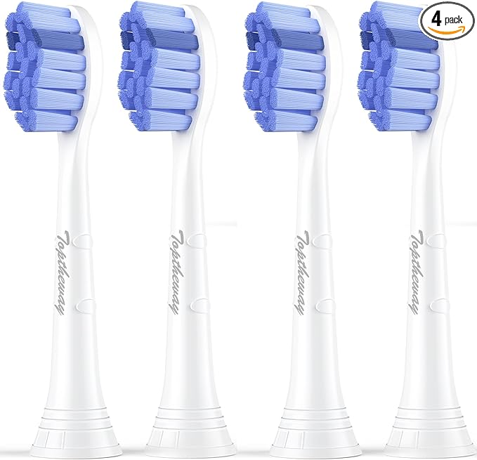 Toptheway Extra Soft Replacement Toothbrush Heads Compatible with Philips Sonicare Optimal Gum Care for Sensitive Teeth G2 C2 C1 4100 Snap-on, 4 Pack