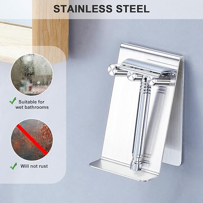 Electric Toothbrush Head Holder, Tabletop or Self Adhesive Tooth Brushing Holder, Bathroom Wall Mounted Shower Toothbrush Holders, Tooth Brush Head Storage Organiser (Silver, Small)