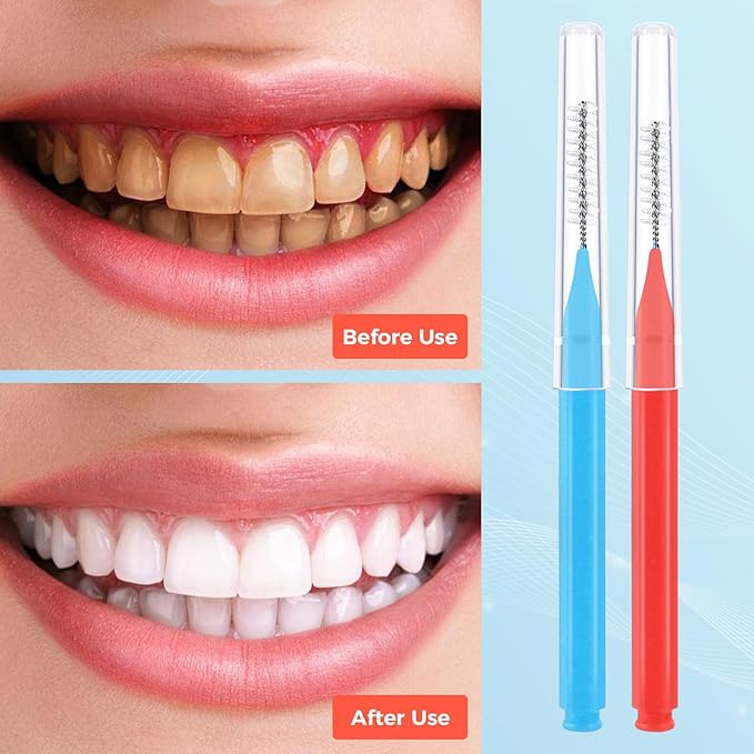 100 Pcs Interdental Brushes, 2 Sizes Braces Flossers for Cleaner Brace Brush Soft Dental Brushe Toothpicks Dental Floss Picks Dental for Braces Oral Cleaning(Red,Blue)