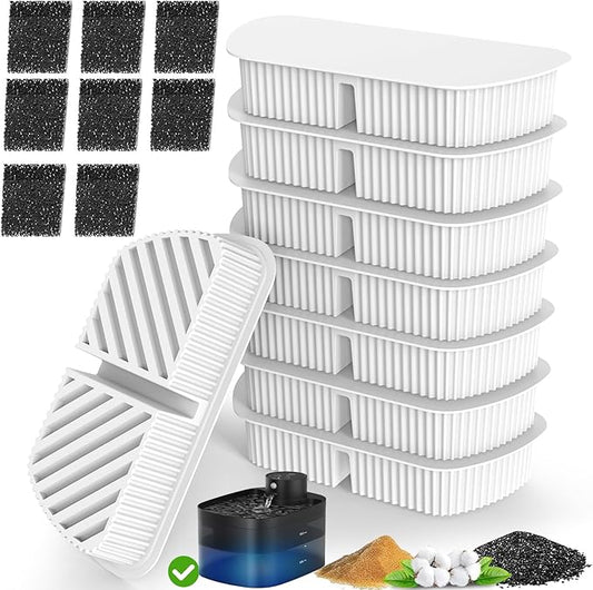 Cat Water Fountain Filters for 84oz/2.5L Battery Operated Petilog Pet Water Dispenser Fountain (8 Filters& 8Sponges) (8)