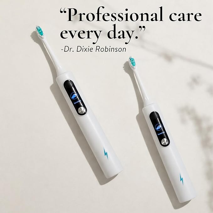 Blast Smile Care Electric Toothbrush with Tynex Bristles - Rechargeable Toothbrush with 30-Second Reminder & 2-Minute Smart Timer - IPX7 Waterproof Sonic Tooth Brush Includes 2 Tooth Brush Heads
