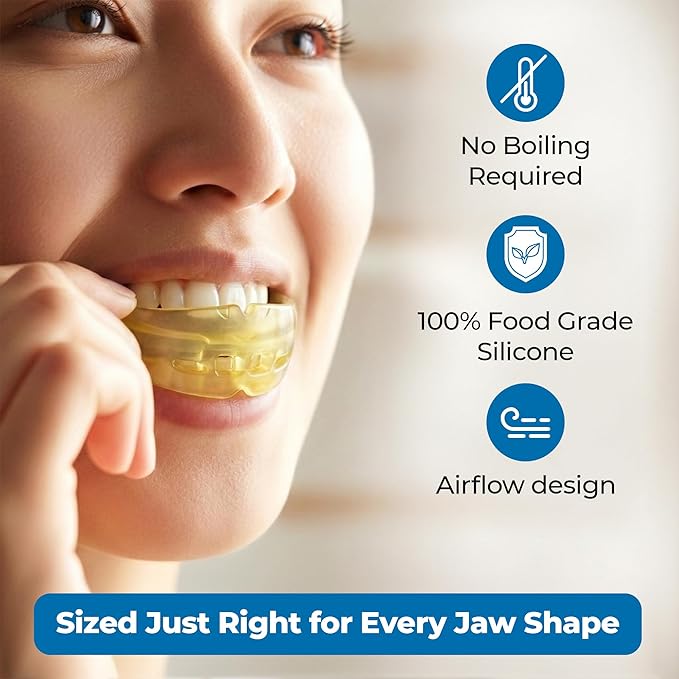 Reviv R1 Mouth Guard for Grinding Teeth at Night | Food-Grade Silicone Night Guard | Guard for Teeth Clenching Nighttime Protection (Large Yellow)