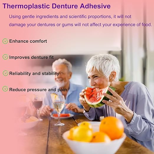 2PCS Thermoplastic Denture Adhesive, Extra Strong and Durable Denture-Adhesive, Ultra Max Hold Adhesive, Can Last Up to 4 Days, Suitable for All Ages