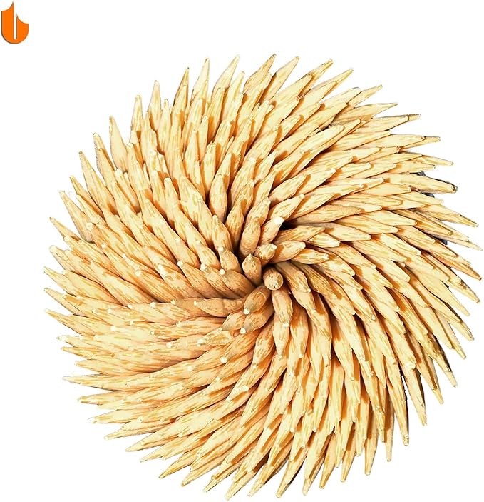 Urbanstrive Sturdy Safe Toothpick Holder with 800 Natural Wood Toothpicks for Teeth Cleaning, Unique Home Design Decoration, Unusual Gift, 2 Pack, Beige