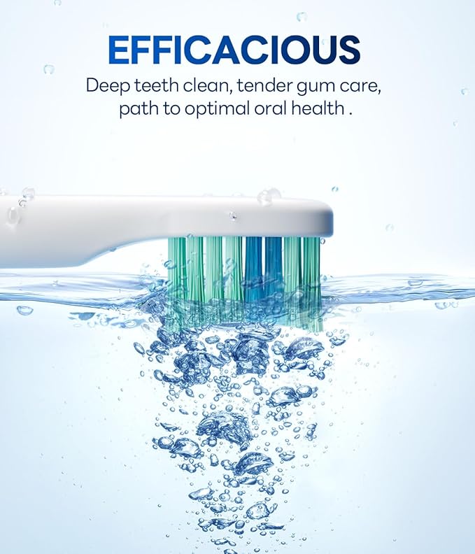 Bymore Electric Toothbrush for Adults,ElectricToothbrush,Travel Sonic Toothbrush with 8 Replacement Heads,Ultra Soft RechargeableToothbrush-Blue