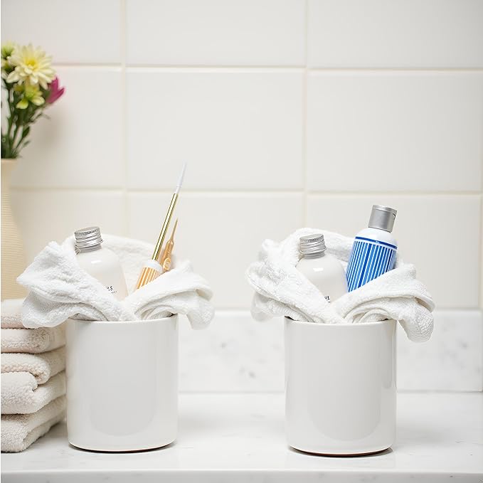 Ceramic Toothbrush Holder, Bathroom Toothbrush and Toothpaste Organizer, Suitable for Electric Toothbrushes, Dental Floss, and Razors - (H 6.3'' *W 5.3'')