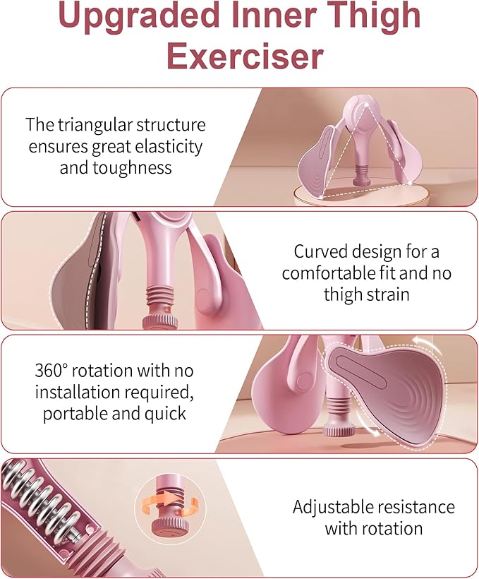 Upgraded Thigh Exerciser Kegel Exerciser, Adjustable Resistance Pelvic Floor Muscle Exercise Devices, Inner Thigh Workout Pelvic Trainer for Women, Home Workout Equipment for Hip, Leg, Arm