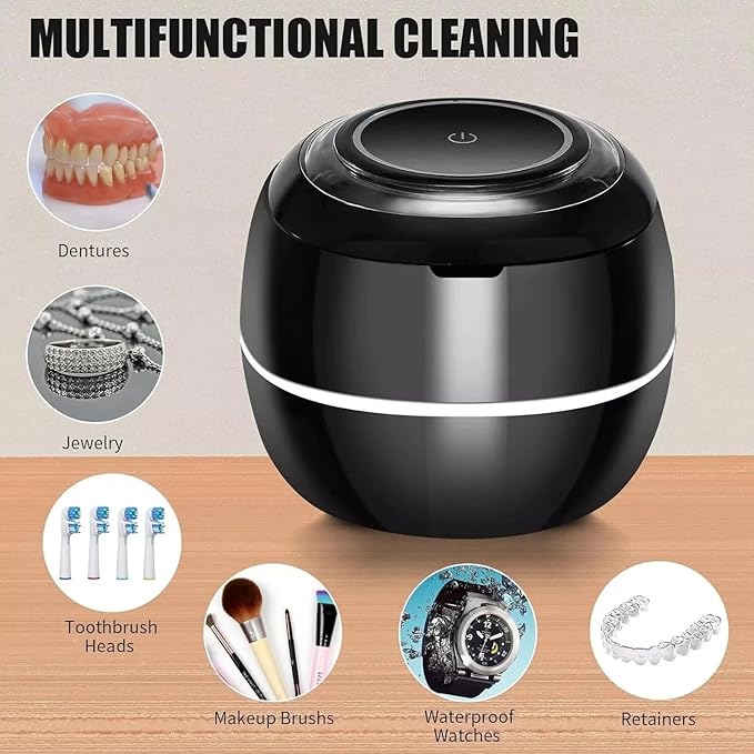 Ultrasonic UV Denture Cleaning Case, Upgraded Ultrasonic Retainer Cleaner Machine, Retainer Cleaner Machine for Night Guards, Braces, Aligner, Toothbrush, Jewelry and More (White)