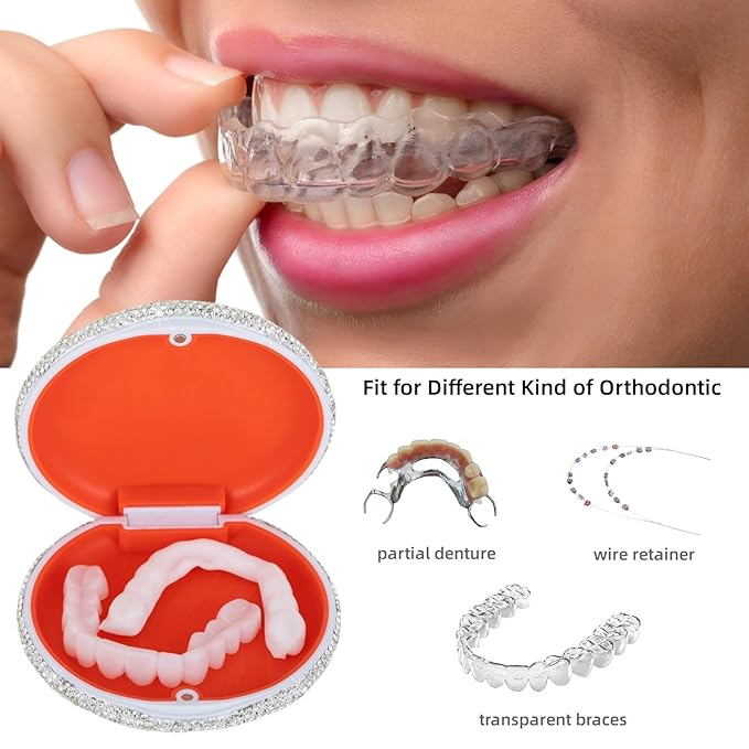 Retainer Case Cute Mouse Guard Case Slim Aligner Case Compatible with Invisalign Bling Night Guard Case Orthodontic Retainer Box Magnetic Denture Holder (Colorful)